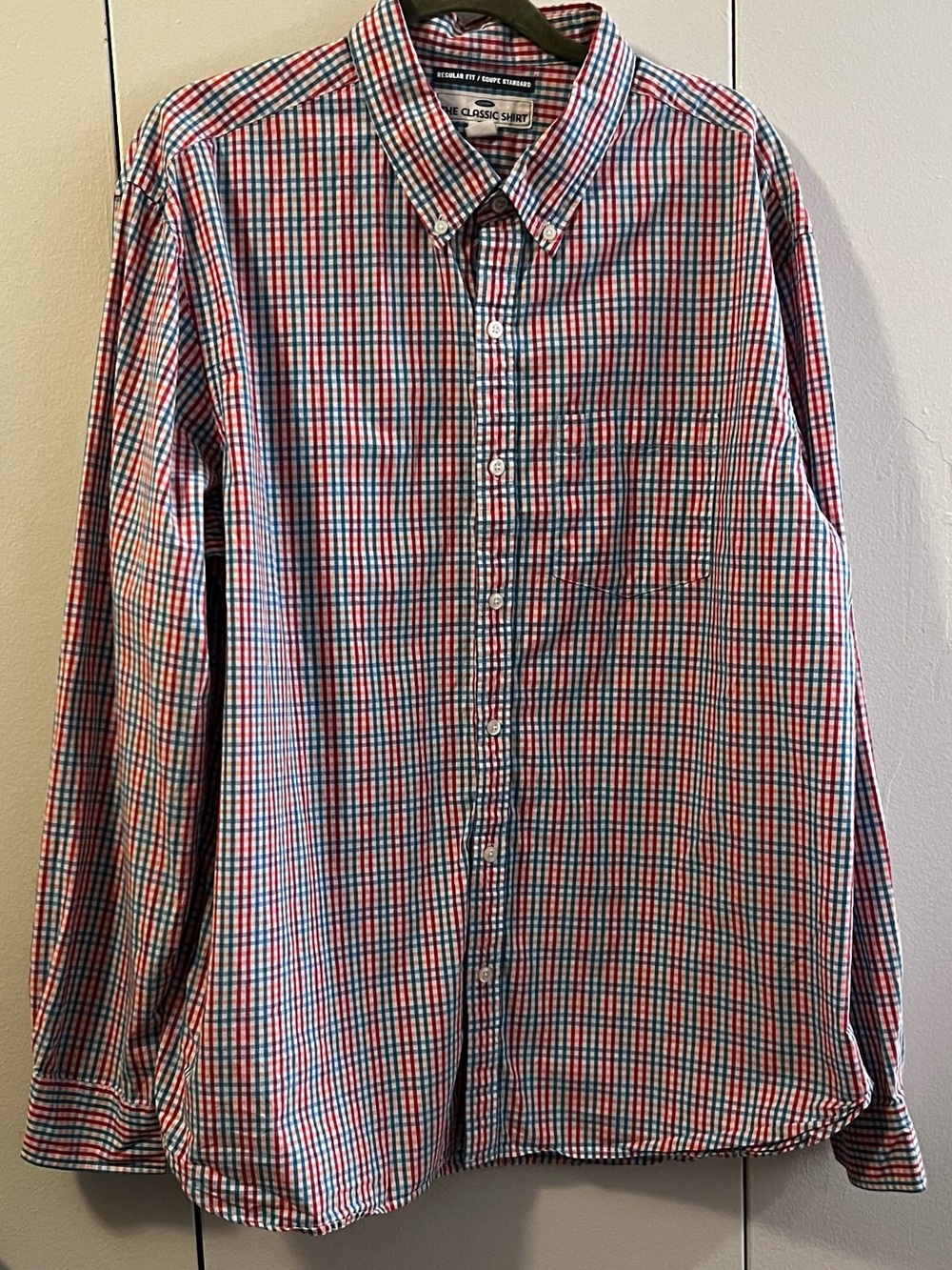 Old Navy Red & Blue Plaid Button-Down Shirt (Size XXL)